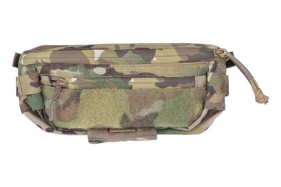 Agilite Six Pack Plate Carrier Hanger Pouch in Multicam with two zippered compartments.